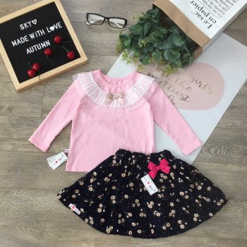 Áo cotton thu dài tay bé gái